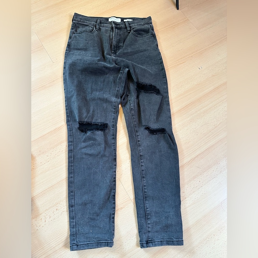 RE Generation High Waisted Straight Leg Jeans